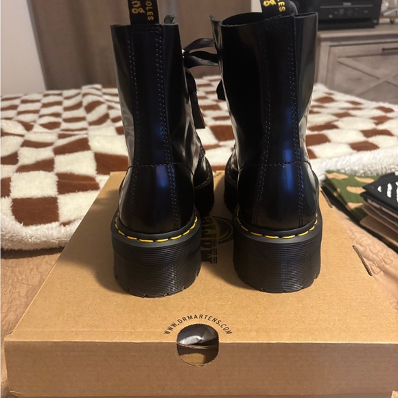 Dr. Martens Glossy Black Boots with Satin Ribbon - Picture 4 of 10